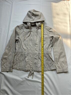 Light Beige Hooded Drawstring Anorak Jacket - Women